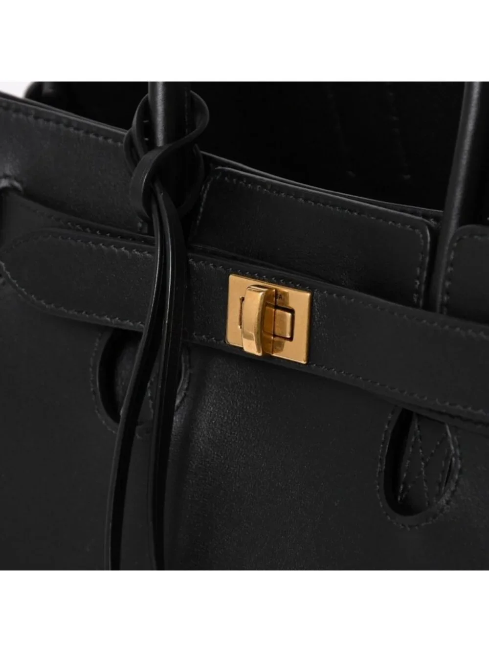Balenciaga Bel Air Medium Carryall Leather 2-Way Handbag Black Gold